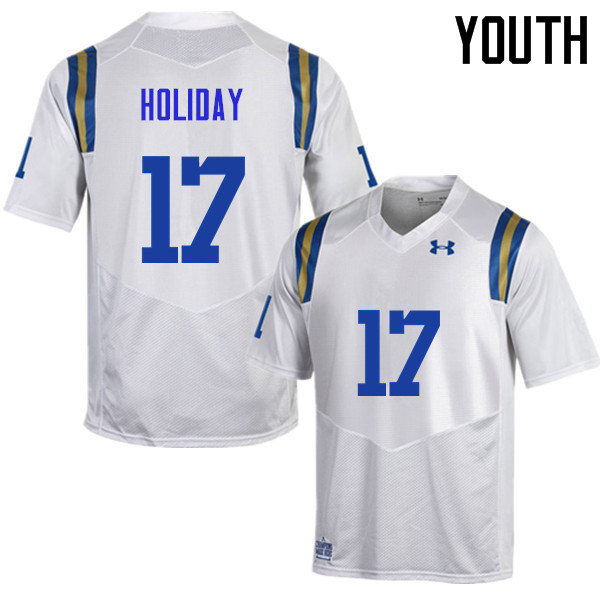 Youth #17 DeChaun Holiday UCLA Bruins Under Armour College Football Jerseys Sale-White - Click Image to Close